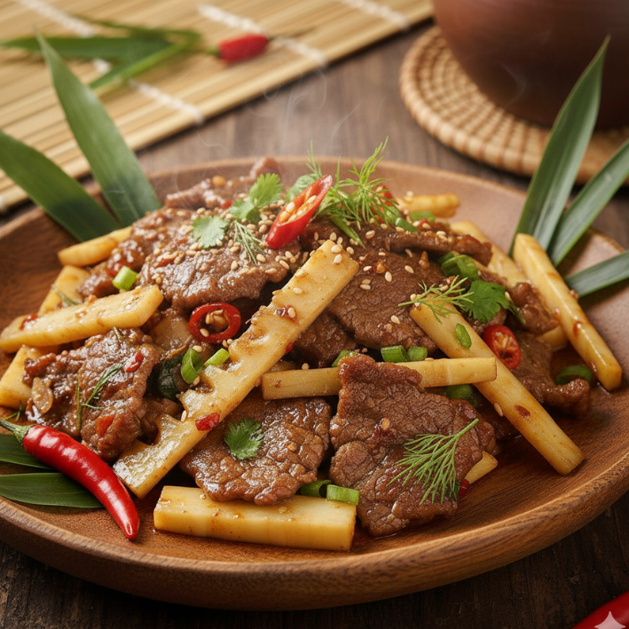 Bò Xào Măng Trúc